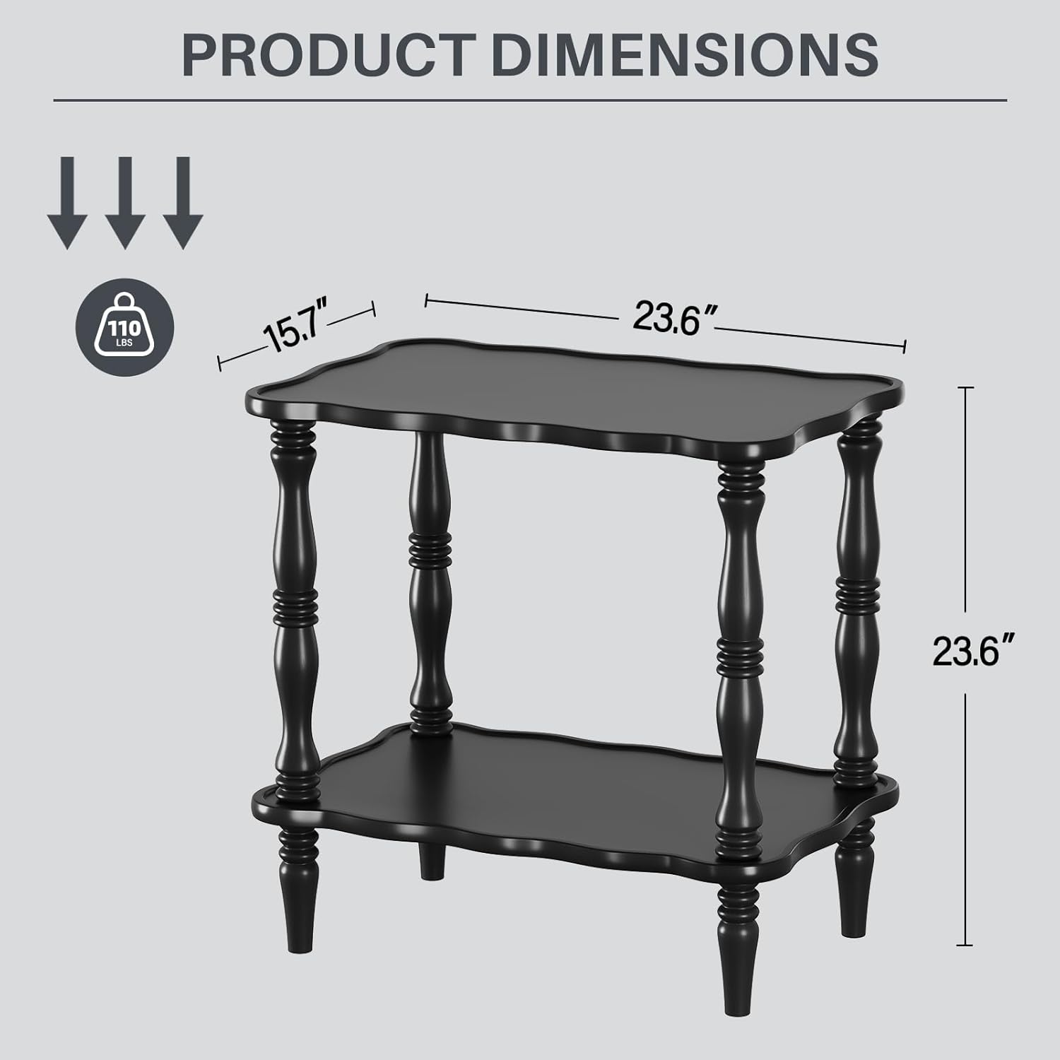 CozyDH Solid Wood End Side Table for Living Room - Small Wooden Nightstand for Bedroom, Black