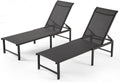 Aluminum Chaise Lounge Chair Outdoor Set of 2, Foldable & Assembly Free Outdoor Lounge Chairs with 5-Position Recliner, Pool Lounge Chairs for Outside Poolside Beach Lawn (Dark Grey)