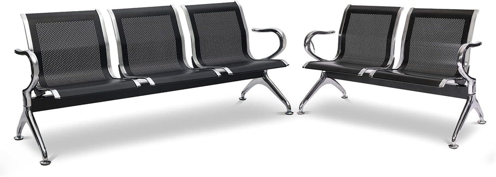KINTNESS 5 Seat Reception Chair Benches Office Chair Guest Heavy Duty Waiting Room Chairs with Arms for Lobby, Office, Bank, Hospital Bench, Black