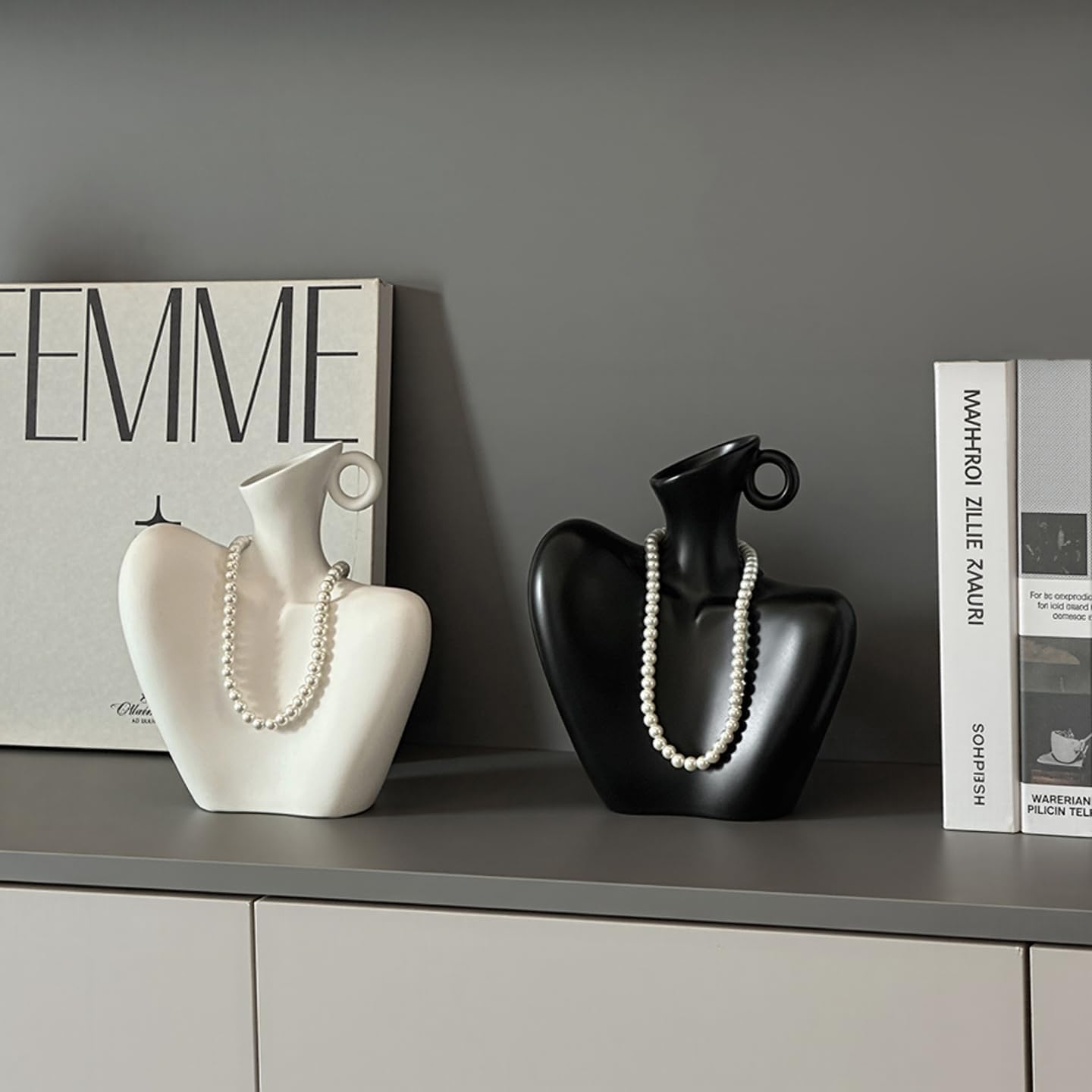 Ceramic Vase, Human Body Vase for Home Decor, Modern Minimalist Boho Vase for Living Rooms, Bedrooms, Shelves, Dining Tables, Bathrooms, and Offices (Black)