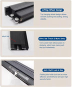 Complete Folding Accordion Door Hardware Kit, Aluminum Frame & Tear-Proof Mesh Panel Sliding Door, Black Multifold Folding Gate Simple Installation(51x80in(130x203cm))