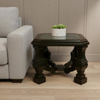 HomeRoots 24" Espresso Brown and Clear Wood and Glass Square End Table