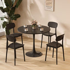 Round Dining Table, 24" Circle Pedestal Table with Thickened Top & Metal Base, Mid-Century Modern Coffee Table for Living Room, Kitchen, Small Spaces, Black