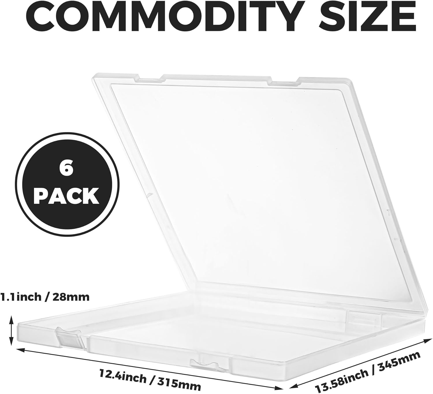 Scrapbook Paper Box Set 6 Pack, 12x12 Scrapbook Organizer with U-Shaped Lock, Stackable Clear Plastic Craft File Organizer for Cardstock and Scrapbooking Supplies