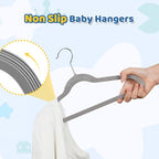 Premium 14 Inch Kids Hangers 100 Pack, Grey Baby Velvet Hanger, Non Slip, Space Saving Felt Hangers Clothes Organizers for Closet with 360° Swivel Hook for Children, Toddler & Teens