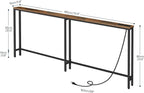 HOOBRO 70.9" Narrow Console Table with Charging Station, 5.9" Slim Sofa Table Behind Couch, 2 AC Outlets & USB-C Ports, Long Entryway Tables, for Hallway, Livingroom, Rustic Brown BF185UXG01G1
