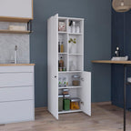67-Inch Kitchen Pantry with Three Doors, Exterior Shelves & Ample Storage