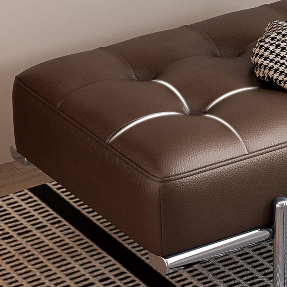 Modern Bed End Stool Light Luxury Shoe-Changing Bench Stainless Steel Long Leather Minimalist Bedside Entryway(Green,Small)