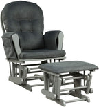 Nursery Rocking Chairs Nursery Glider Rocking Chair Wood Baby Rocker with Ottoman Cushion Upholstered Nursing Chair with Padded Arms (Gray)