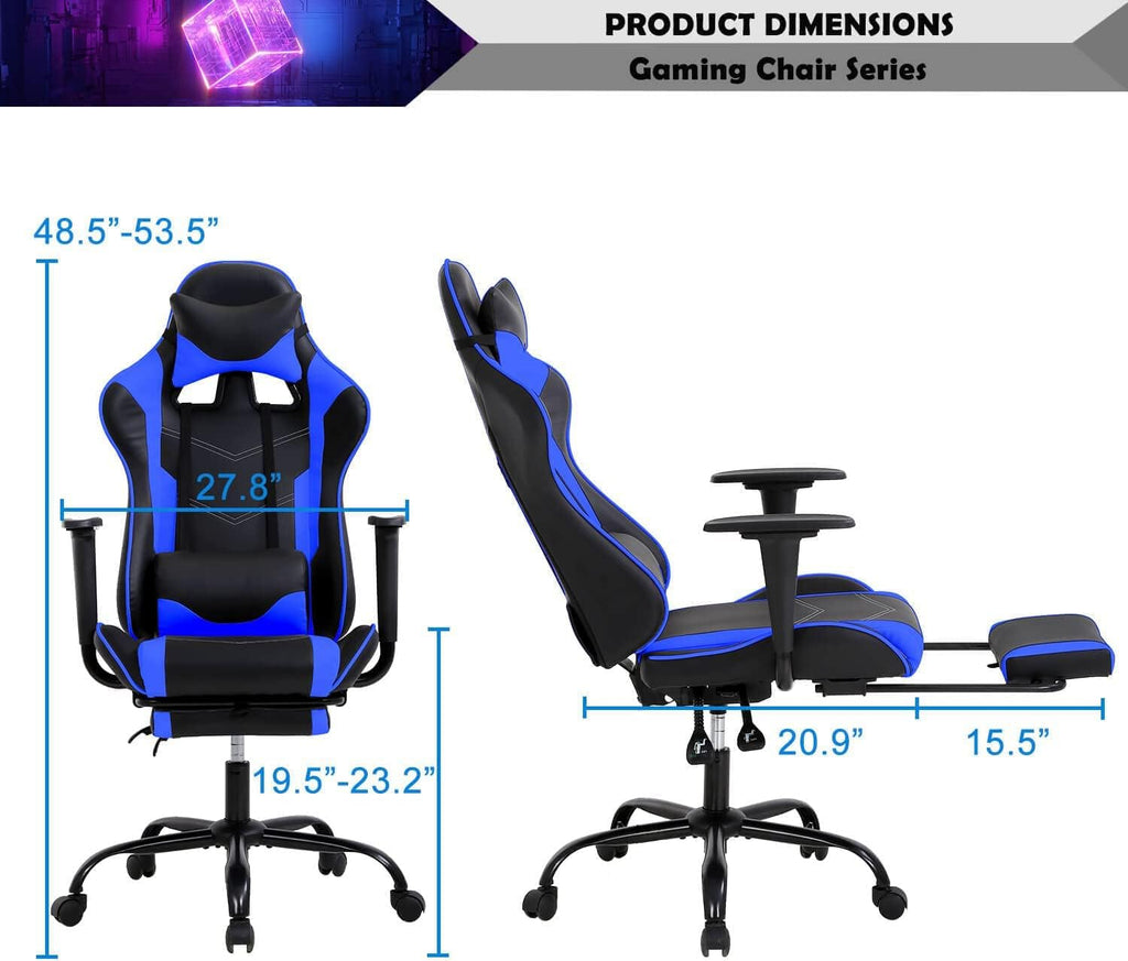 PC Computer Lumbar Support Headrest,High Back Racing Office Video Gaming Rolling Swivel Task Chair for Kids or Adults,Blue