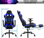 PC Computer Lumbar Support Headrest,High Back Racing Office Video Gaming Rolling Swivel Task Chair for Kids or Adults,Blue