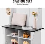 VEVOR Hall Tree Entryway Bench, Coat Rack with Shoe Storage, 32" Wide Mudroom Bench with Seating and Adjustable Shelves, 5 Hanging Hooks and 4 Storage Drawers, for Mudroom, Entryway, Hallway