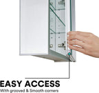Fine Fixtures Bathroom Medicine Cabinet, Aluminum, Recessed/Surface Mount, Right/Left Hinged, Mirrored Interior (20 x 40)
