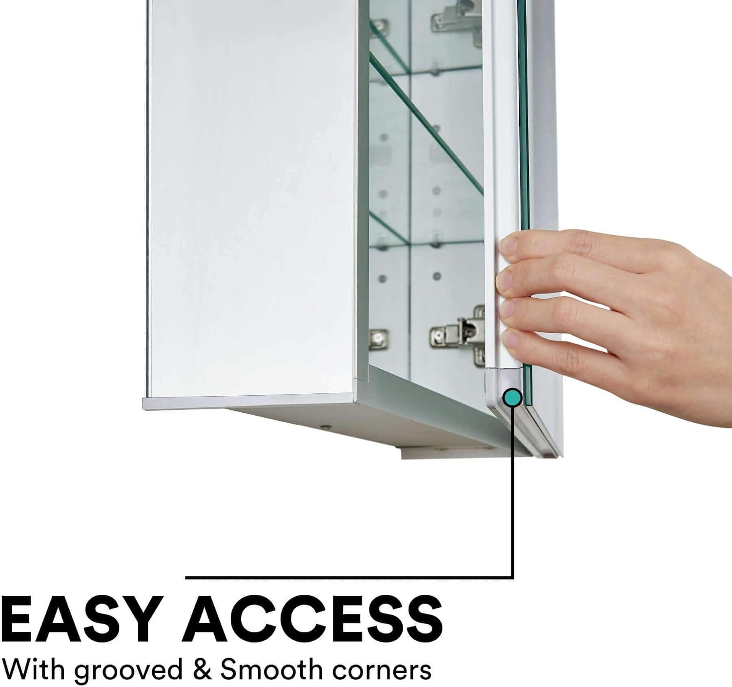 Fine Fixtures Bathroom Medicine Cabinet, Aluminum, Recessed/Surface Mount, Right/Left Hinged, Mirrored Interior (20 x 40)