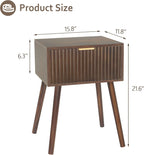 Mid Century Modern Nightstand, Small End Tables Living Room, Accent Bedside Table with Drawer for Bedroom and Small Space, Rustic Brown