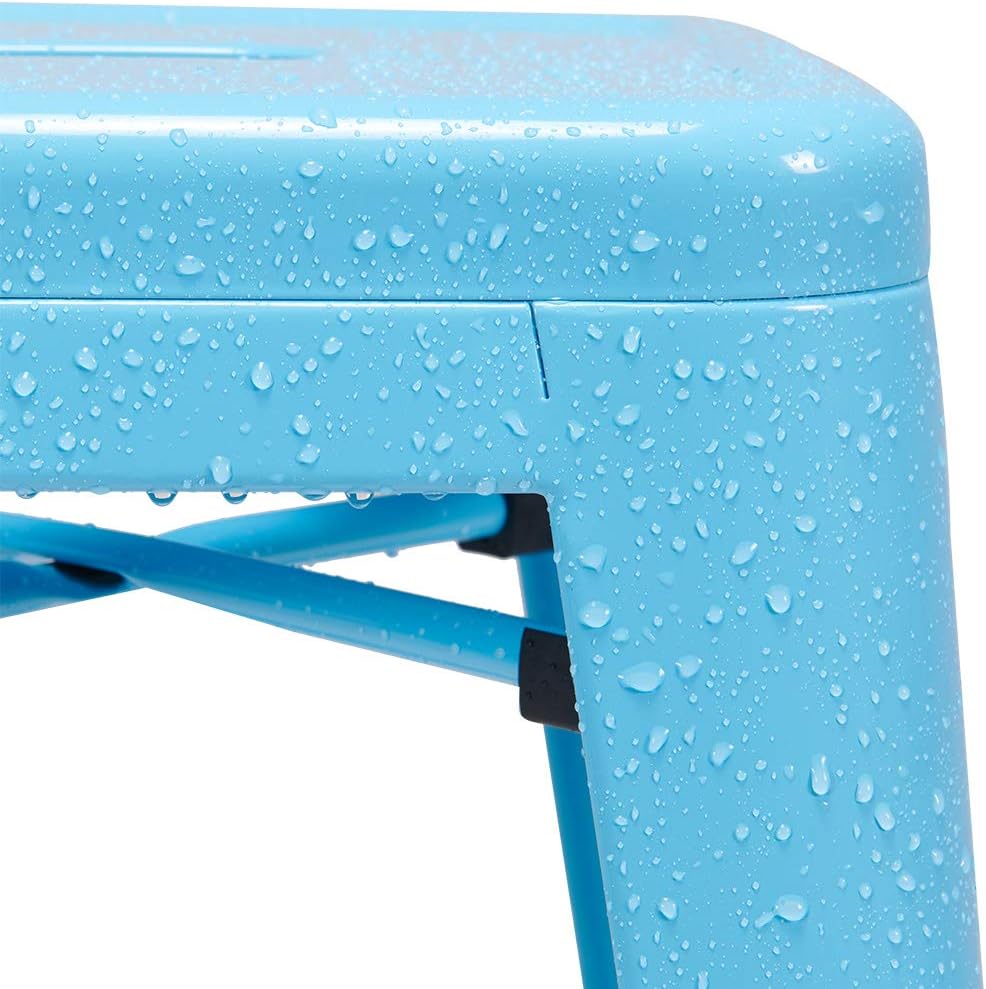 DUHOME 18 Inches Metal Stools Backless Stackable Stools for Bistro, Indoor-Outdoor, Kitchen, Bistro, Patio, Cafe and Restaurants Set of 4, Blue