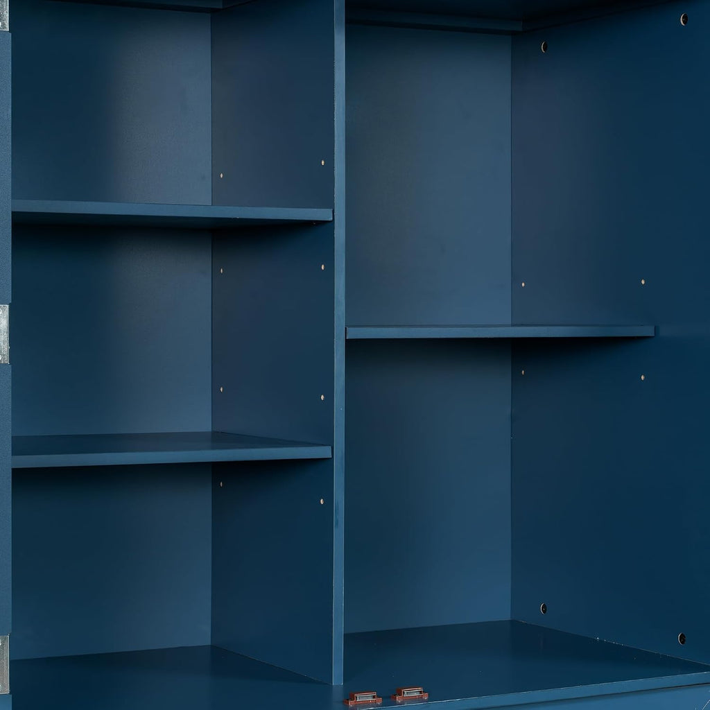 LUMISOL 72" Tall Farmhouse Kitchen Pantry Cabinet with 3 Pull Out Shelves & Drawer, Pantry Storage Cabinet with 6 Door Shelf & Adjustable Shelf for Kitchen, Dining Room, Blue