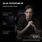 DXRacer Drifting L Ergonomic Video Gaming Chair with Lumbar Support and Headrest, Office Reclining Computer Chair for Adults, Racing Style Height Adjustable (EPU Leatherette, Black Blue)