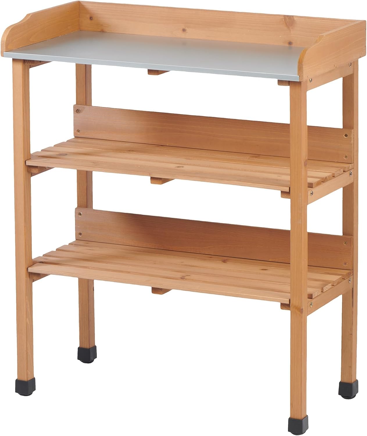 Potting Bench Table, All-Weather Garden Table Work Station, Wood Outdoor Potting Table for Garden, Yard, Balcony, Easy Assembly (Light Brown)