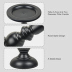 Earl Diamond Matte Black Pillar Candle Holders Set of 2, Vintage Iron Candle Holder for Table Centerpiece, Fireplace Decor, Dining and Living Room Decoration, Applicable to Pillar Candles