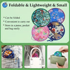 4pcs Vintage Folding Fan, Portable 8.26Inches Mini Round Fan, Ideal Gift for Valentine's Day, Birthdays, and Parties, a Daily Essential,Blue + Red + Pink + Green