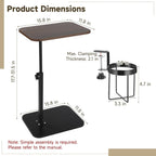 Rotating C Shaped Side Table with Cup Holder, Adjustable Height Sofa Side Table, 360 Swivel Tray Table, Slide Under Couch End Table for Bedside, Laptop, Small Space