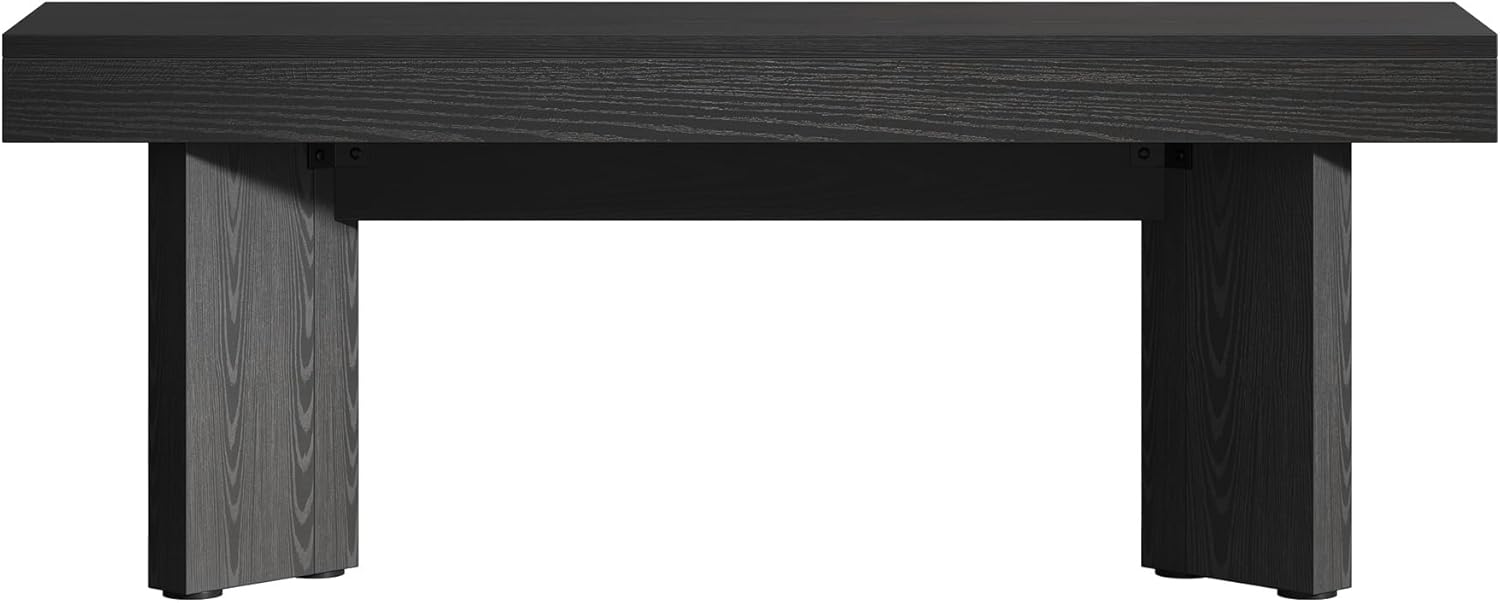 Tribesigns Farmhouse Wooden Dining Bench, 47" Indoor Entryway Bench with Sturdy Frame for Dining Room, Livingroom, Hallway, End of Bed (Black)
