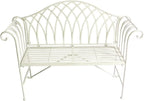 Garden Outdoor Bench with Backrest Armrest, Forged Iron 51.1-inch Outdoor Garden Bench, 2-Person Metal Bench Seat(White)