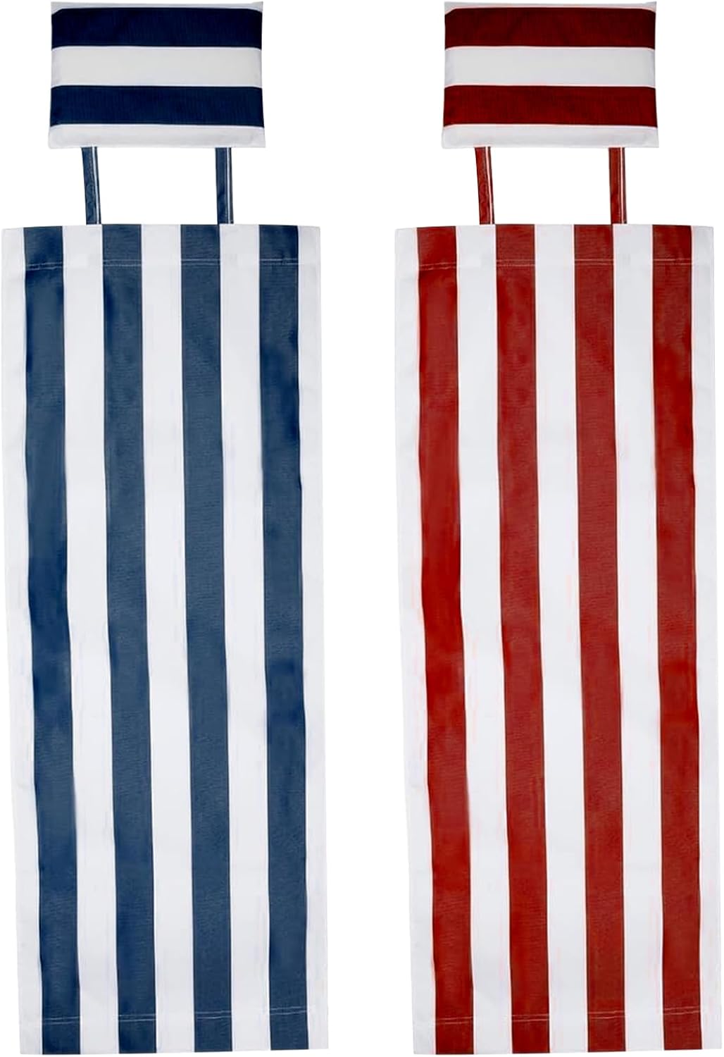Patio Chair Replacement Fabric, Folding Sling Chair Replacement Fabric with Pillowcase, Blue and White Stripes Patio Chair Sling Replacement for Home Beach Balcony Style 1