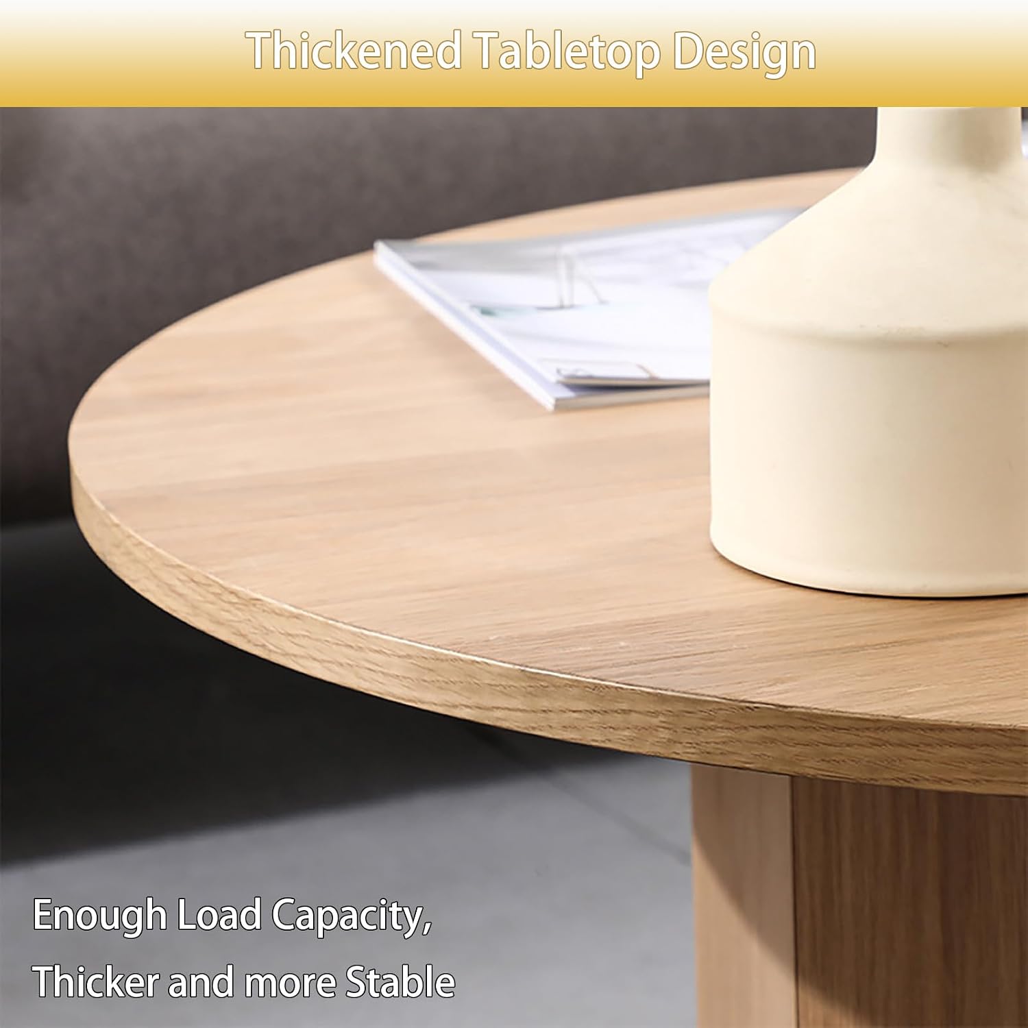 Round Wood End Table with Thickened Top and Petal-Shaped Base, Space-Saving Side Table for Living Room, Bedroom, or Sofa