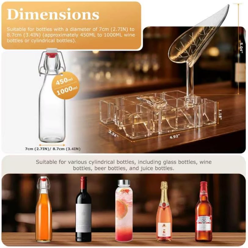 Acrylic Wine Rack Countertop, Expandable Modular Wine Bottle Display Stand, Clear Wine Holder for Home Bar Decor, Kitchen, Small Spaces, Dinner Parties & Gifts (4)