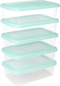 Sterilite 5-Pack Stackable Storage Bin with Lid, Clear Plastic Design, 6 Quart