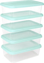 Sterilite 5-Pack Stackable Storage Bin with Lid, Clear Plastic Design, 6 Quart