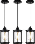 Black Pendant Lights Kitchen Island 3 Pack, Modern Kitchen Pendant Lighting Over Island with Clear Glass, Farmhouse Mini Hanging Light for Sink Dining Room, OS-3014-3PBKC