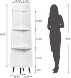 VECELO Large Tall Corner Shelf, 66.93" H 4-Tier Corner Storage Organizer, Freestanding Corner Display Rack for Living Room Bedroom Home Office, White