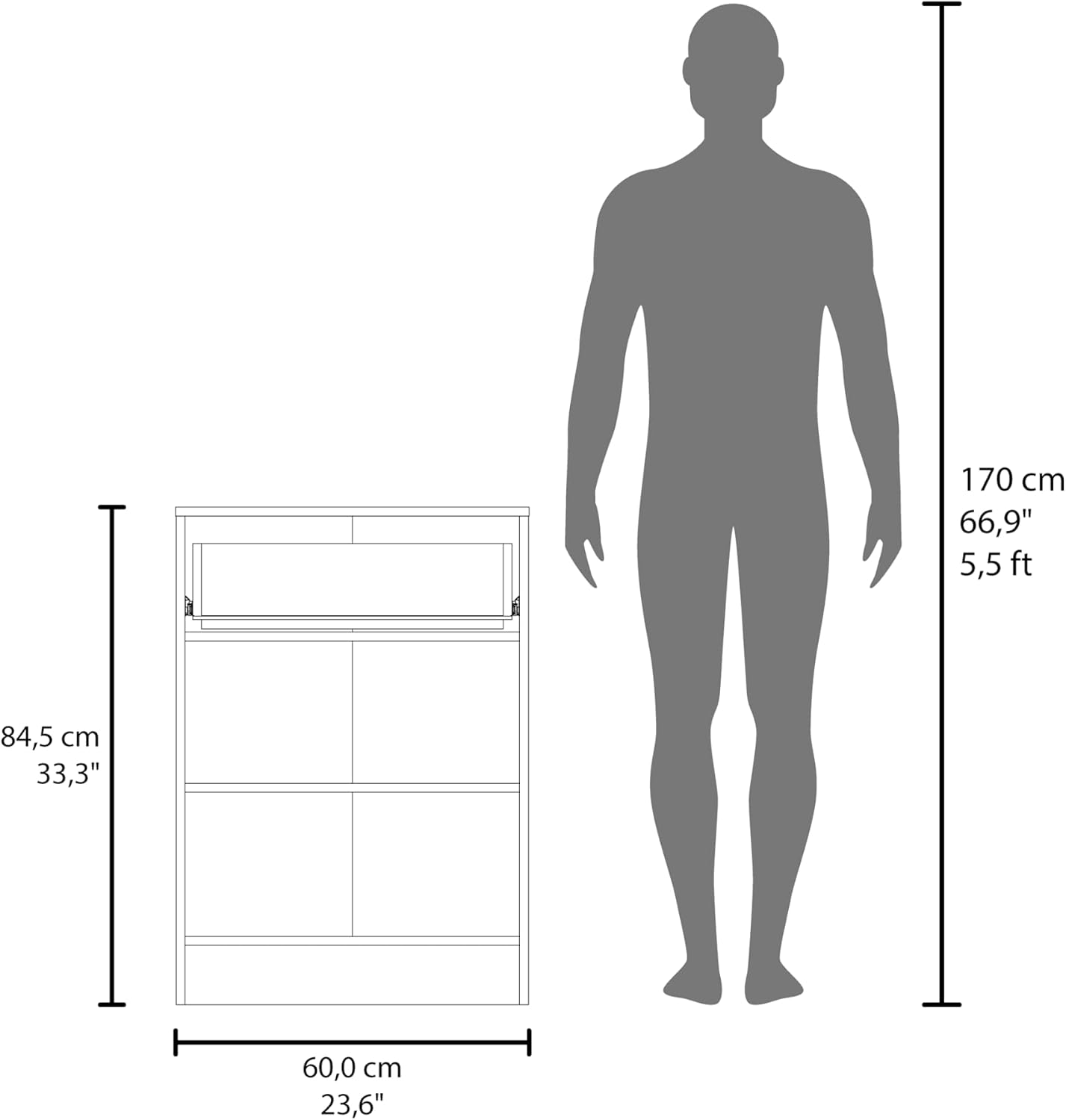 23.6" D*15.9" W*33.5" H Freestanding Kitchen Pantry with Dawer & Shelf, Double Door, Rectangular Storage Cabinet, Traditional, for Living Room, Dining Room, Wenge