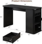 ONBRILL 59 Inch Kitchen Island with Storage, Fluted Counter Height Table, Mid-Century Modern Kitchen Island Table with Sliding Door, Home Bar Tables with Wine Rack and Drawers Black