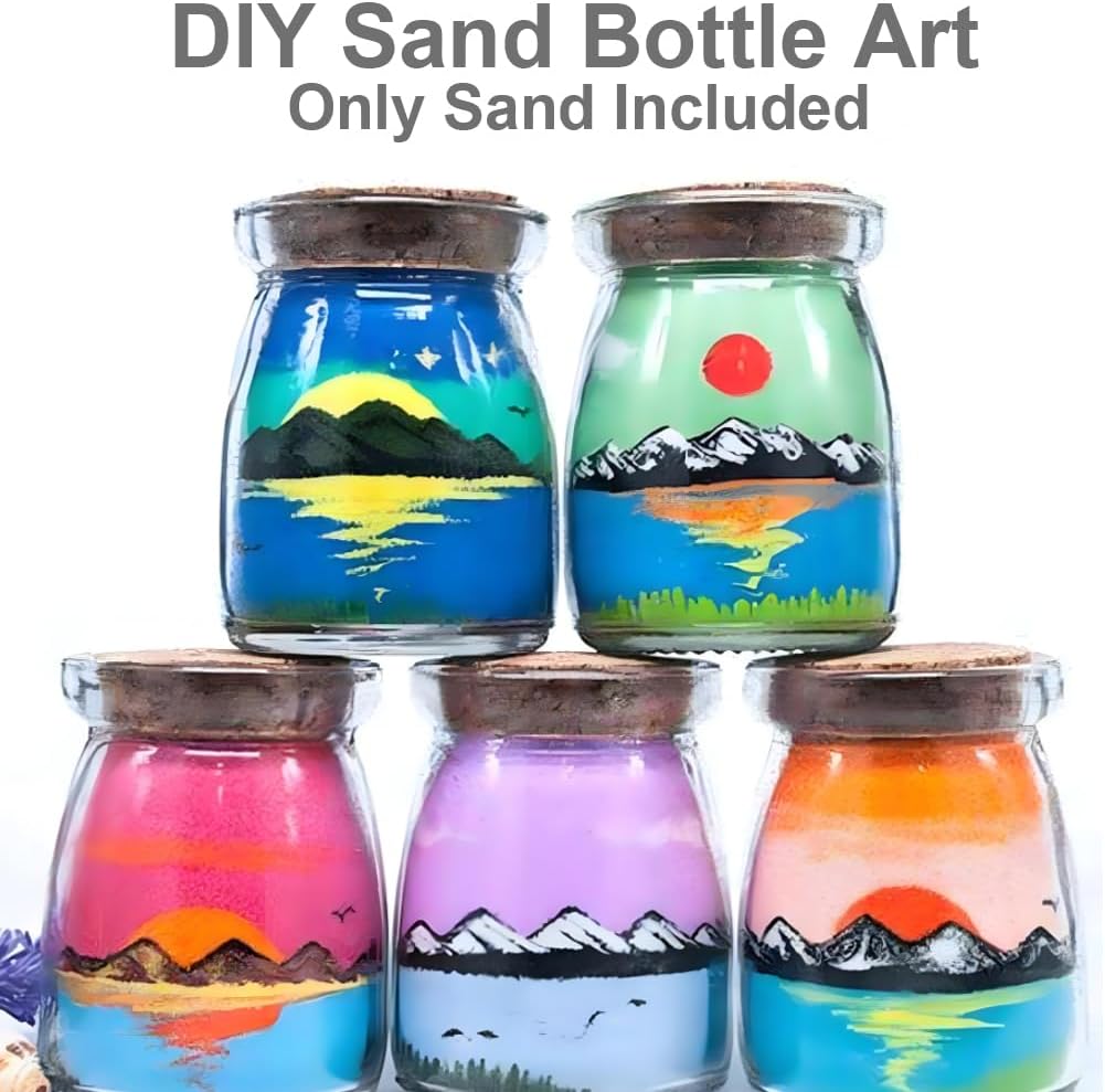 0.85LB White Adult Sand Art for Bottles, Art Sand Assortment Decorating Adhesive Sand Art Pictures, Fine Sand for DIY Sand Painting, Colored Sand Arts for Wedding Decoration