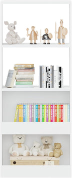 Bookshelf, 4 Tier Bookcase, Book Organizer, Toy Storage Cabinet Organizer, White