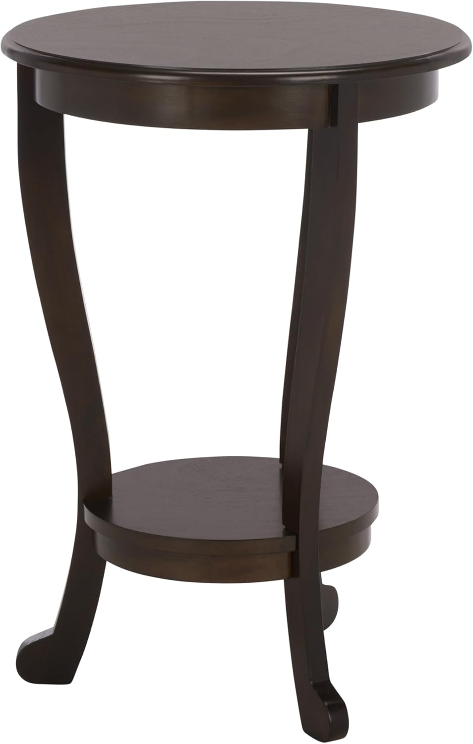 SAFAVIEH Furniture - Mary Pedestal Table - Dark Chocolate - Solid Wood - Farmhouse Pedestal Design - Ideal for Living Room, Entryway, Home Office, 18.1" W x 18.1" D x 26" H (AMH5711F)