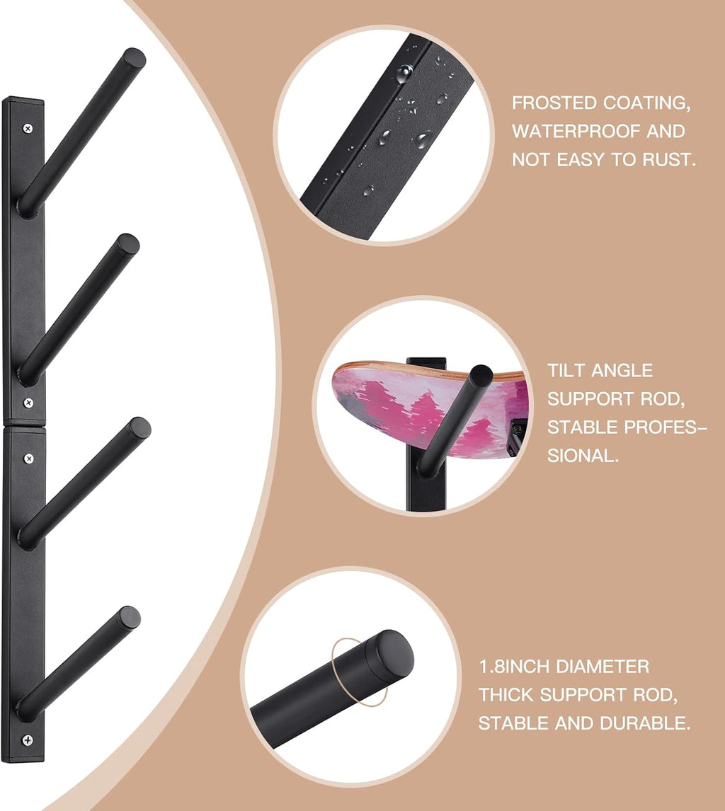 Bijun Skateboard Wall Mount | Horizontal Snowboard Wall Mount, Skateboard Storage Hanger for Garage, Bedroom, Home Display & Organization