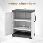 Giantex Storage Cabinet with 2 Doors and Adjustable Shelves, Modern Plastic Base Garage Organizer, Floor Sideboard for Kitchen, Dining Room, Bathroom (Wide-29"x19"x37",White+Grey)