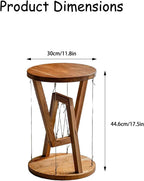 Floating Effect End Table, Solid Wood Tensegrity Side Table, Anti-Gravity Hanging Plant Rack, Modern Floating End Table, for Living Room & Bedroom (Natural, 11.8" L * 11.8" W * 17.5" H in, Wood)