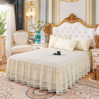 Double Lace Bed Skirt for Queen Bed - 17in. Drop, Easy Fit Ruffle Bedskirt Wrap Around Bed Skirt, Anti Wrinkle & Fade Resistant