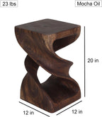 Haussmann End Table Double Twist 12 in SQ x 20 in H Mocha