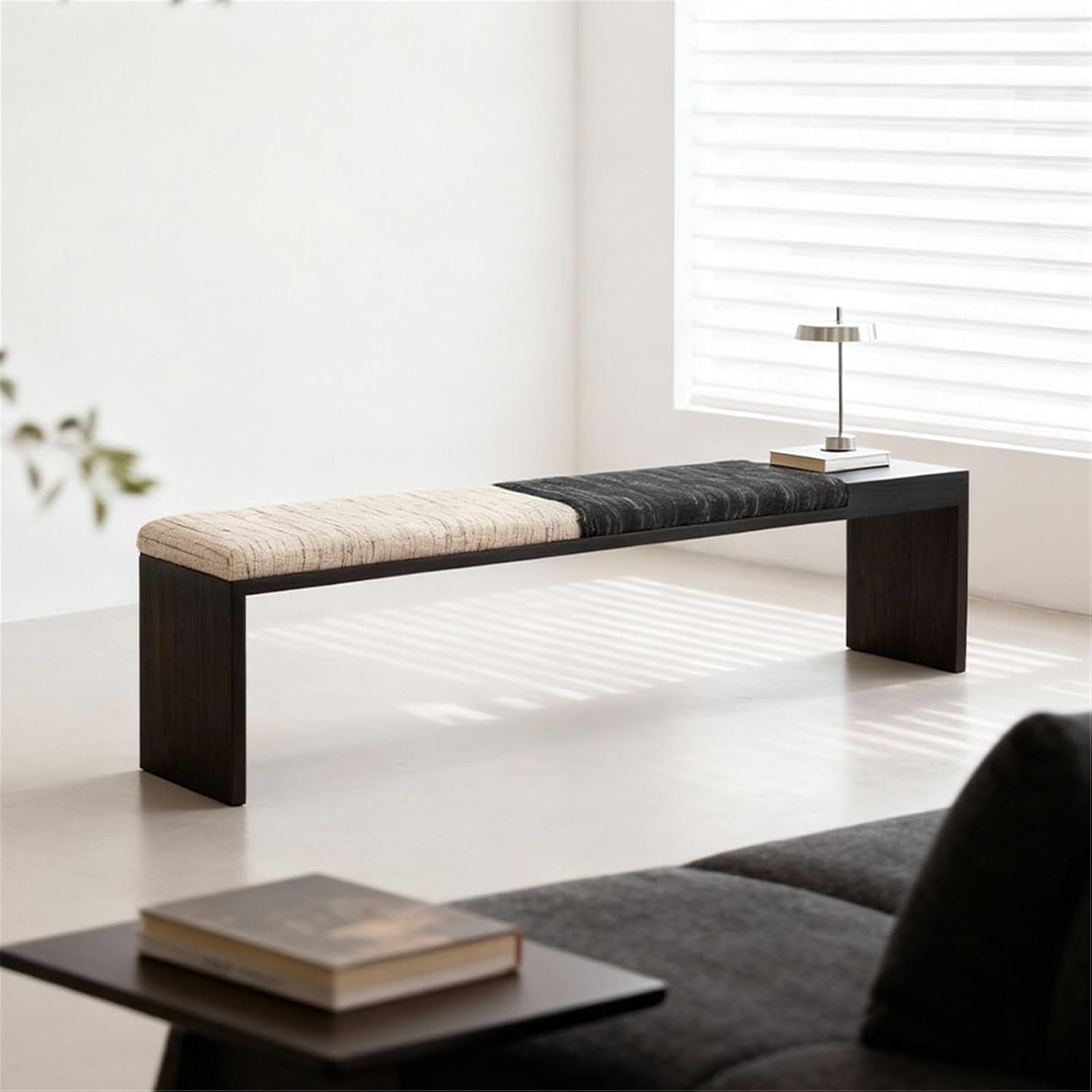 Modern Fabric Bench for Office Area Casual Dressing Room Bedroom Wooden Bed end Entryway(XL)