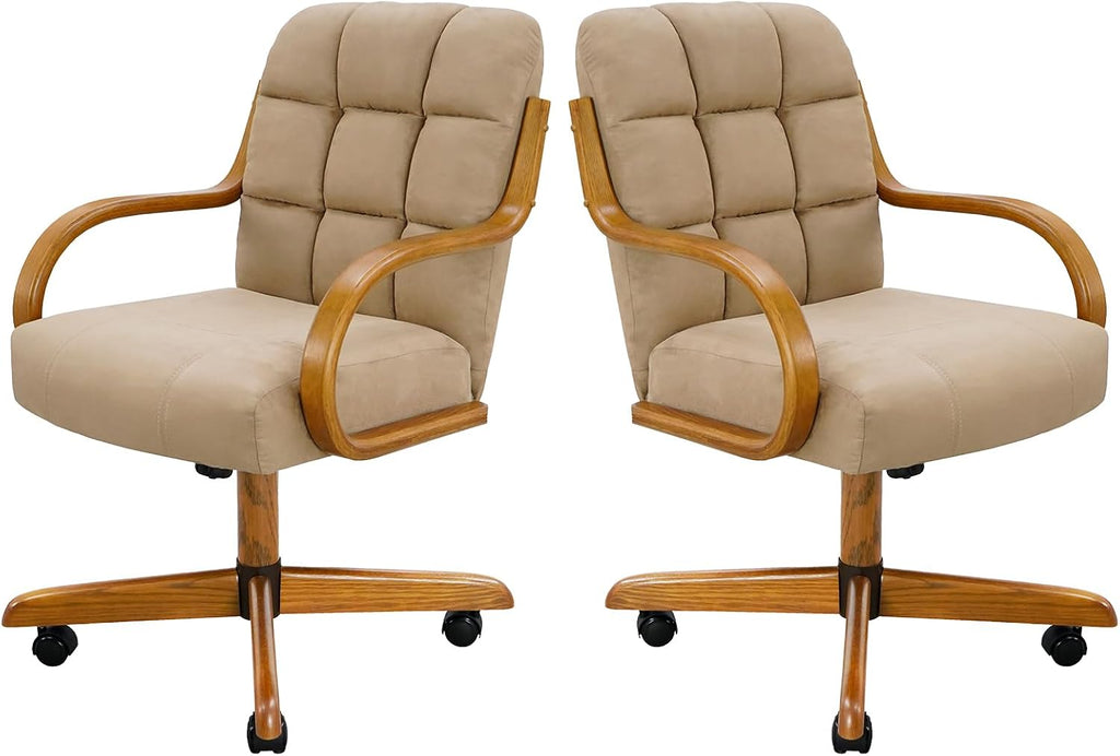 Chromcraft Set of 2 Swivel Tilt Fabric Chair Ultra Comfortable Kitchen Chair with Wheels for Home Kitchen