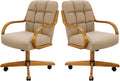 Chromcraft Set of 2 Swivel Tilt Fabric Chair Ultra Comfortable Kitchen Chair with Wheels for Home Kitchen