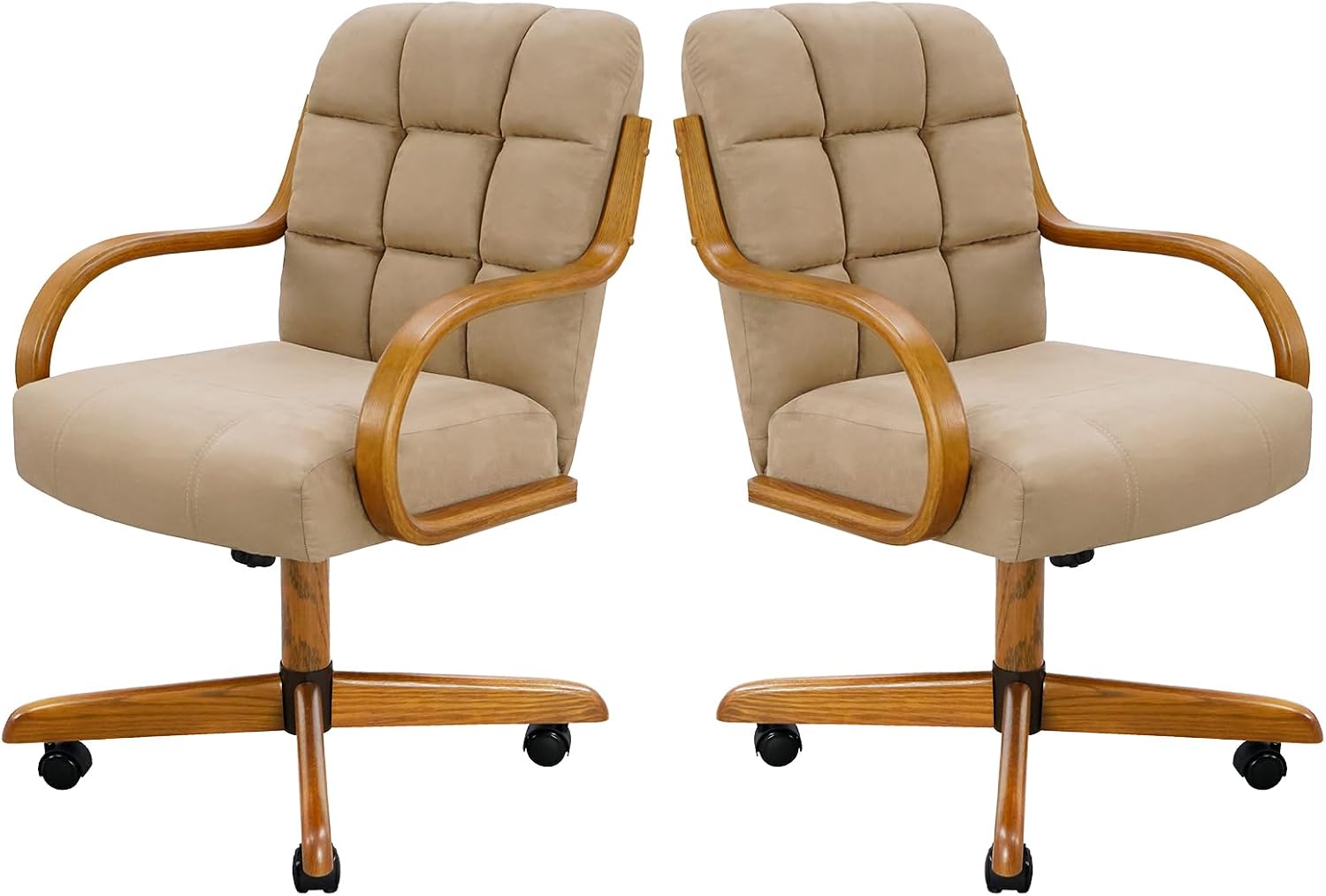 Chromcraft Set of 2 Swivel Tilt Fabric Chair Ultra Comfortable Kitchen Chair with Wheels for Home Kitchen