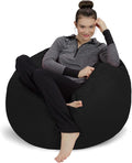 Sofa Sack Bean Bag Chair - Plush, Ultra Soft - Memory Foam Bean Bag Chair with Microsuede Cover - Stuffed Foam Filled Furniture and Accessories for Dorm Room 3 Feet - Midnight Black